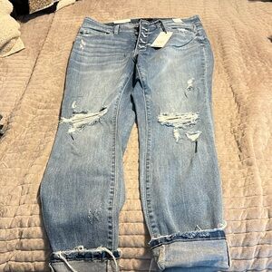 NWT Judy Blue Button Fly distressed Boyfriend Jeans 14W